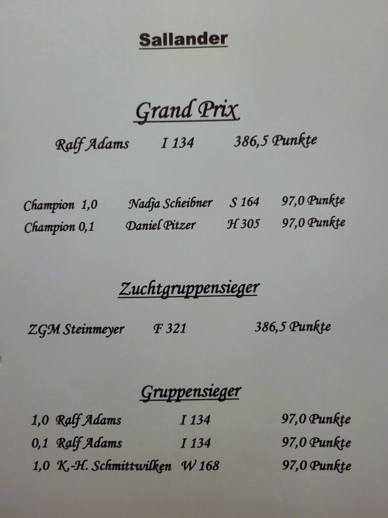 30. Thüringer-, Sallander- und Separator-Club-Vergleichsschau mit 18. Weißgrannen-Club-Vergleichsschau 2025 in Grünberg/Stangenrod, Siegerlisten (3)